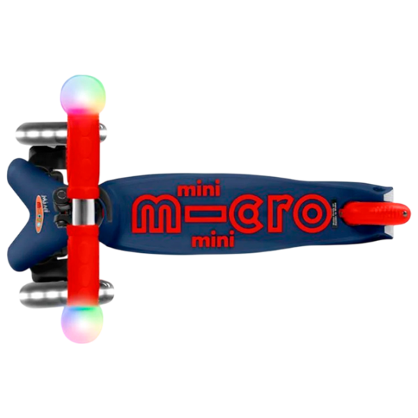Детский трёхколёсный самокат Micro Mini Deluxe Magic LED (MMD149) Тёмно-синий 2 года, 50 кг, Полиуретановые photo 2