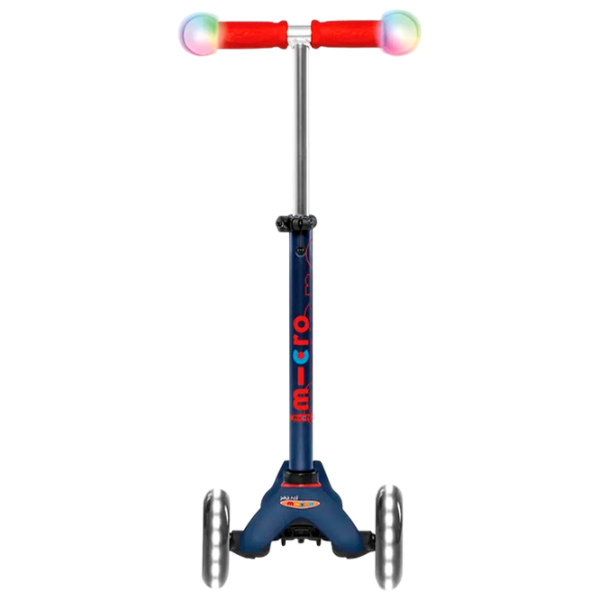 Детский трёхколёсный самокат Micro Mini Deluxe Magic LED (MMD149) Тёмно-синий 2 года, 50 кг, Полиуретановые photo 4