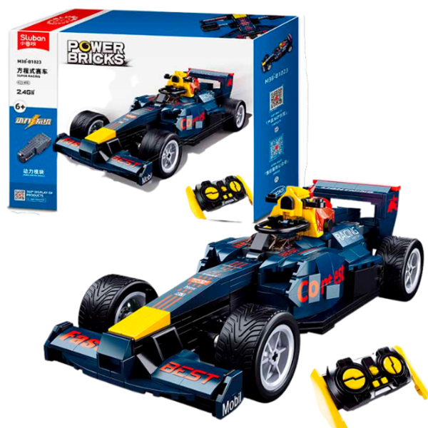Constructor cu telecomandă Sluban Automobil F1 Blue Numărul de piese 423, 6+ photo 3