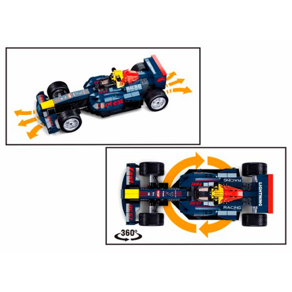 Constructor cu telecomandă Sluban Automobil F1 Blue Numărul de piese 423, 6+ photo 6