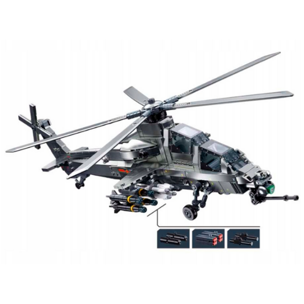Constructor Sluban Military helicopter Gray Numărul de piese 914, 6+ photo 3