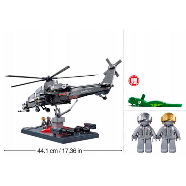 Constructor Sluban Military helicopter Gray Numărul de piese 914, 6+ photo 4
