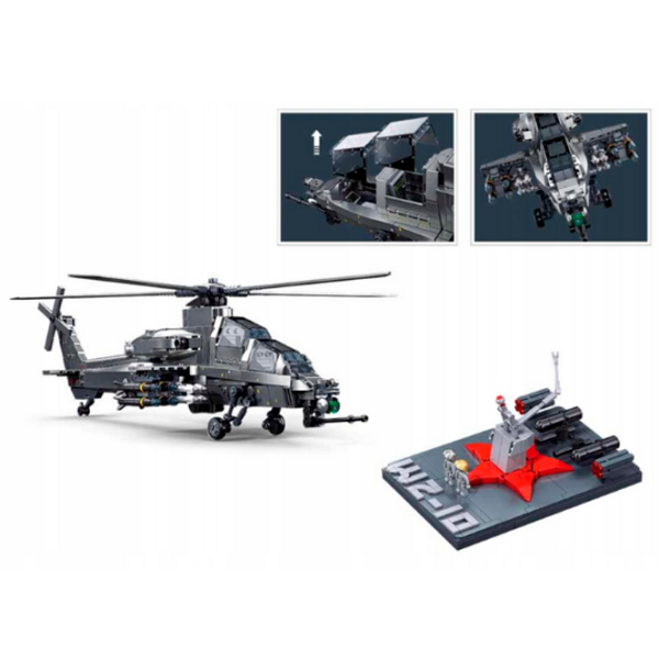 Constructor Sluban Military helicopter Gray Numărul de piese 914, 6+ photo 5
