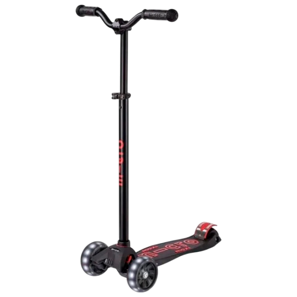 Детский трёхколёсный самокат Micro Maxi Deluxe Pro LED (MMD136) Красный 5 лет, 50 кг, Полиуретановые photo 1
