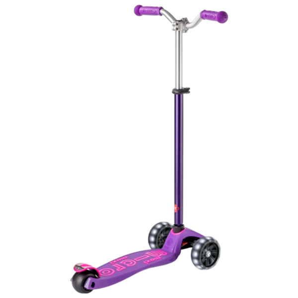 Детский трёхколёсный самокат Micro Maxi Deluxe Pro LED (MMD043) Фиолетово-розовый 5 лет, 50 кг, Полиуретановые photo 3