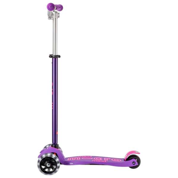 Детский трёхколёсный самокат Micro Maxi Deluxe Pro LED (MMD043) Фиолетово-розовый 5 лет, 50 кг, Полиуретановые photo 5