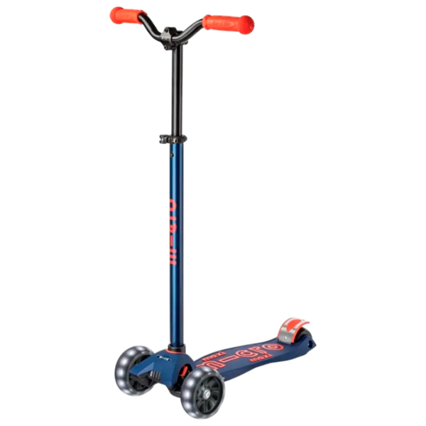 Детский трёхколёсный самокат Micro Maxi Deluxe Pro LED (MMD044) Красно-флотский 5 лет, 50 кг, Полиуретановые photo 1
