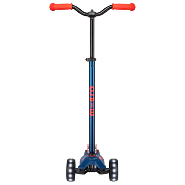 Детский трёхколёсный самокат Micro Maxi Deluxe Pro LED (MMD044) Красно-флотский 5 лет, 50 кг, Полиуретановые photo 4