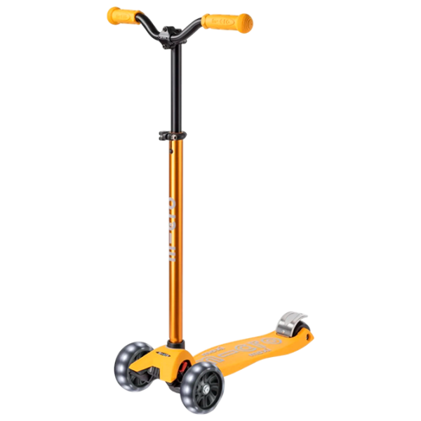 Детский трёхколёсный самокат Micro Maxi Deluxe Pro LED (MMD041) Солнечный желтый 5 лет, 50 кг, Полиуретановые photo 1