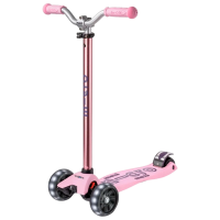 Детский трёхколёсный самокат Micro Maxi Deluxe Pro LED (MMD135) Роза 5 лет, 50 кг, Полиуретановые