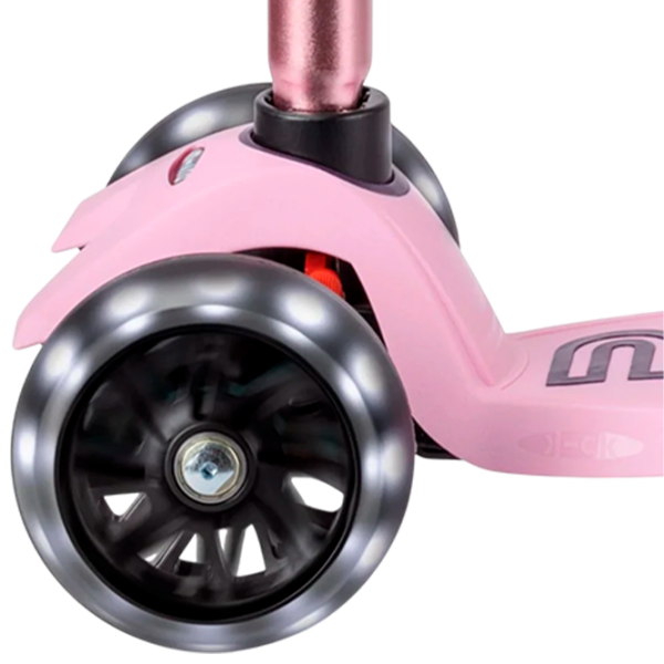 Детский трёхколёсный самокат Micro Maxi Deluxe Pro LED (MMD135) Роза 5 лет, 50 кг, Полиуретановые photo 6