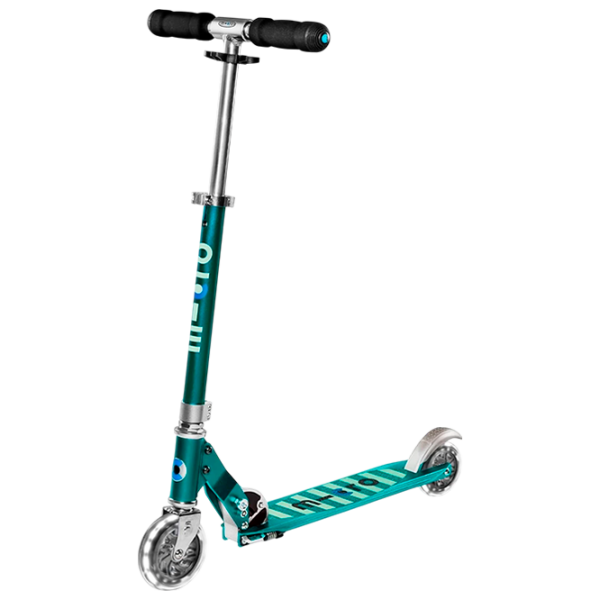 Trotinetă pentru copii cu două roți Micro Sprite LED (SA0218) Petrol Stripe 5 ani, 100 kg, Din silicon photo 1