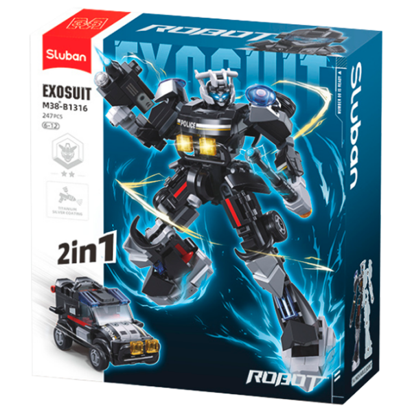 Constructor Sluban Robot police car Gray Numărul de piese 247, 6+ photo 1
