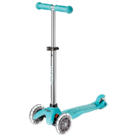 Детский трёхколёсный самокат Micro Mini Deluxe Glow LED Plus (MMD214) Aqua 2 года, 50 кг, Полиуретановые
