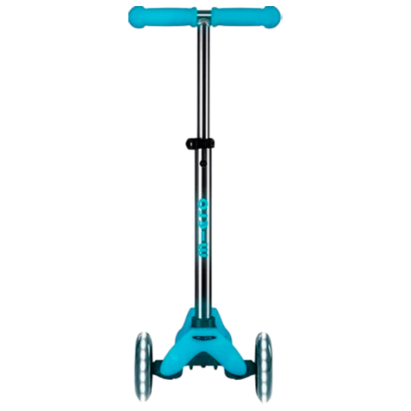 Детский трёхколёсный самокат Micro Mini Deluxe Glow LED Plus (MMD214) Aqua 2 года, 50 кг, Полиуретановые photo 2