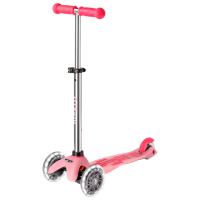 Trotinetă pentru copii cu trei roți Micro Mini Deluxe Glow LED (MMD217) Frosty Pink 2 ani, 50 kg, Din PU