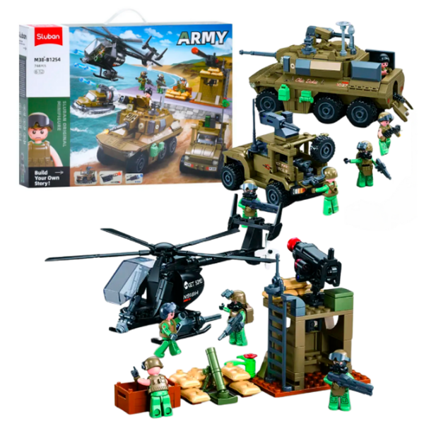Constructor Sluban Military vehicles Khaki Numărul de piese 744, 6+ photo 2