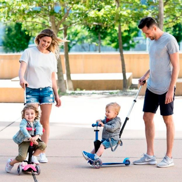 Детский трёхколёсный самокат Micro Mini 3in1 Deluxe Plus LED (MMD145) Синий 1 год, 50 кг, Полиуретановые photo 5