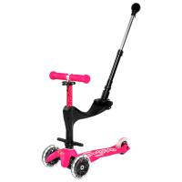 Детский трёхколёсный самокат Micro Mini 3in1 Deluxe Plus LED (MMD146) Розовый 1 год, 50 кг, Полиуретановые