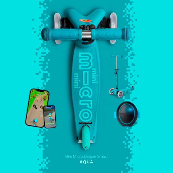Trotinetă pentru copii cu două roți Micro Smart (MMD127) Aqua 2 ani, 50 kg, Din PU photo 5
