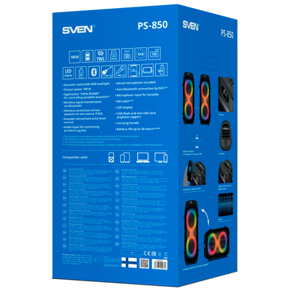Boxă pentru Party Sven PS-850 Black 100 W photo 16