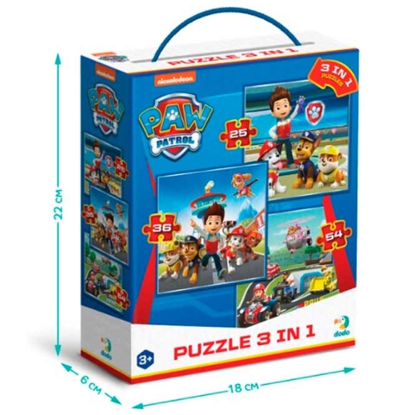 Puzzle DoDo 3in1 Paw Patrol (200578) Количество деталей: 115, Рекомендуемый возраст: 3+ photo 5