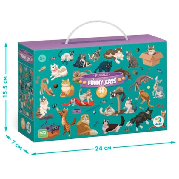 Puzzle DoDo Funny Cats (300626) Количество деталей: 100, Рекомендуемый возраст: 5+ photo 2