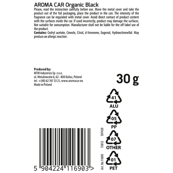 Aromatizator auto Aroma Car Organic Slide Multicolor Black photo 2