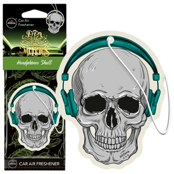 Aromatizator auto Aroma Car Cellulose Dia de Los Muertos Headphones Skull Gray Proaspăt photo 1