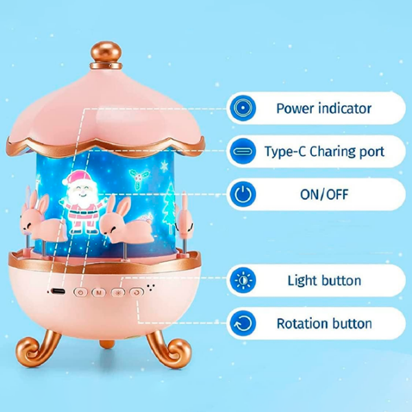 Проектор звезд Night Light Projector Bunny"s Carousel WH-E11 Розовый Для детей, 1+ photo 8