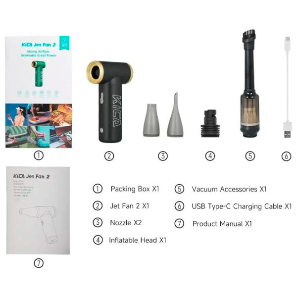 Мини вентилятор Kica Jet Fan 2S Vacuum Kit Серый Металл photo 3