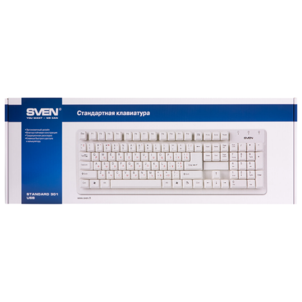 Tastatură Sven Standard 301 White Home and Office, Cu fir photo 5