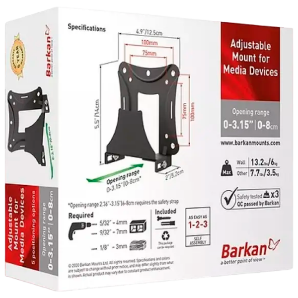 Кронштейн для саундбара Barkan BM80 Черный VESA 100 x 100 мм photo 2