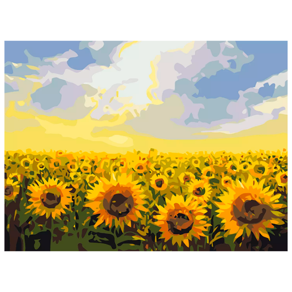 Pictură pe numere BrushMe Câmp de floarea-soarelui RBS135FC 40 x 30 cm, Pânză photo 1