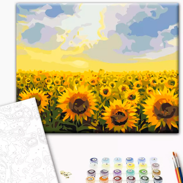 Pictură pe numere BrushMe Câmp de floarea-soarelui RBS135FC 40 x 30 cm, Pânză photo 3