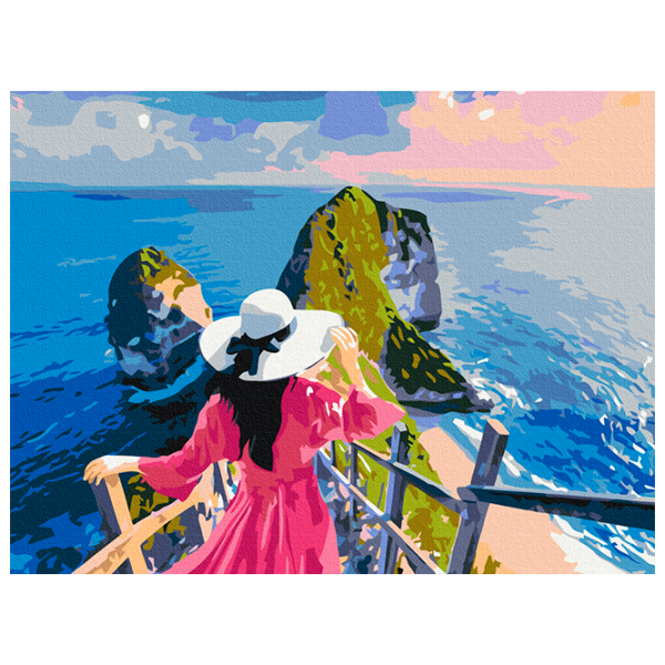 Pictură pe numere BrushMe Doamnă pe insulă RBS51548FC 40 x 30 cm, Pânză photo 1