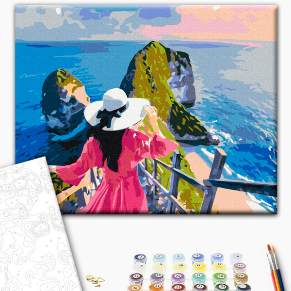 Pictură pe numere BrushMe Doamnă pe insulă RBS51548FC 40 x 30 cm, Pânză photo 3