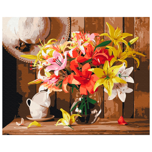 Pictură pe numere BrushMe Buchet colorat de crini RBS52767FC 40 x 30 cm, Pânză photo 1