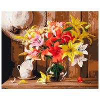 Pictură pe numere BrushMe Buchet colorat de crini RBS52767FC 40 x 30 cm, Pânză