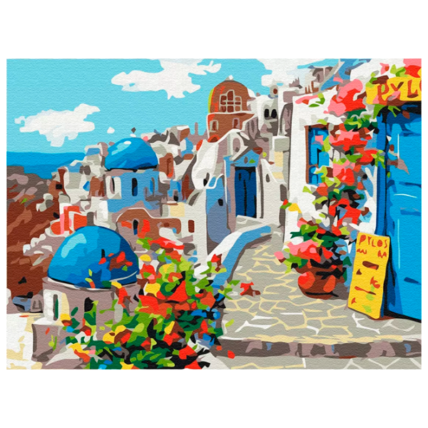 Pictură pe numere BrushMe Vara în Santorini RBS22383FC 40 x 30 cm, Pânză photo 1