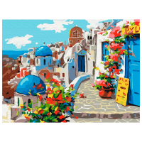 Pictură pe numere BrushMe Vara în Santorini RBS22383FC 40 x 30 cm, Pânză