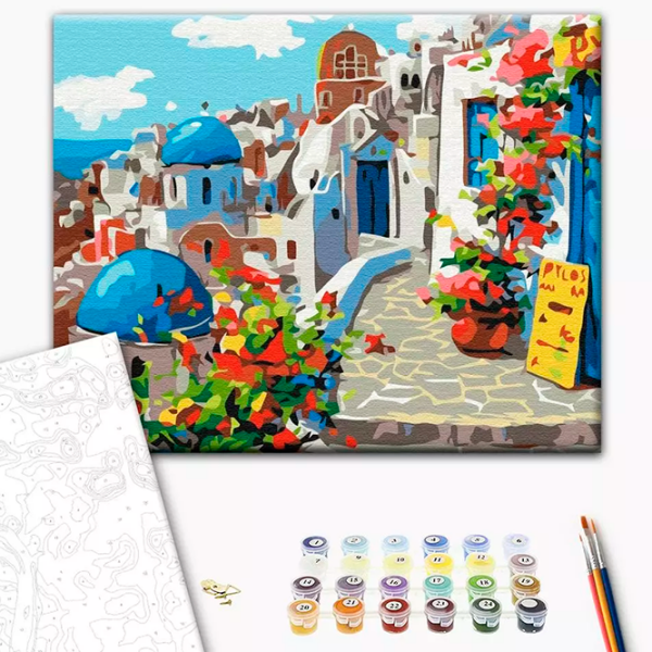 Pictură pe numere BrushMe Vara în Santorini RBS22383FC 40 x 30 cm, Pânză photo 3