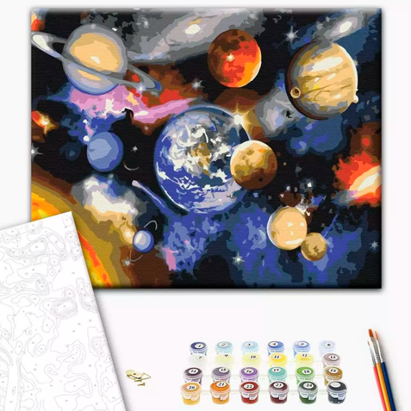 Pictură pe numere BrushMe Parada planetelor RBS22268FC 40 x 30 cm, Pânză photo 3