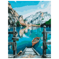 Pictură pe numere BrushMe Barcă lângă lac RBS29450FC 40 x 30 cm, Pânză