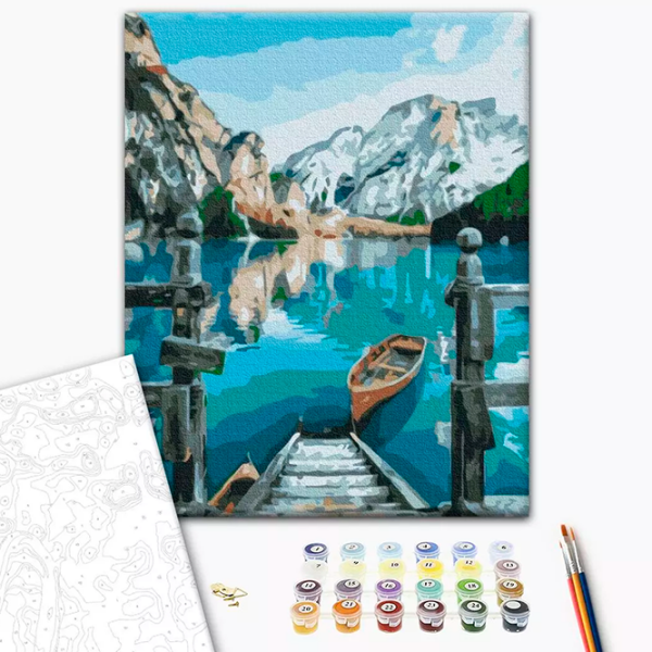 Pictură pe numere BrushMe Barcă lângă lac RBS29450FC 40 x 30 cm, Pânză photo 3