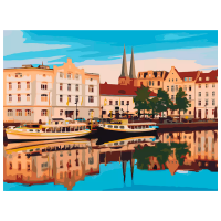 Pictură pe numere BrushMe Centrul vechi al orașului Lübeck, Germania RBS1009FC 40 x 30 cm, Pânză