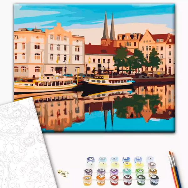 Pictură pe numere BrushMe Centrul vechi al orașului Lübeck, Germania RBS1009FC 40 x 30 cm, Pânză photo 2