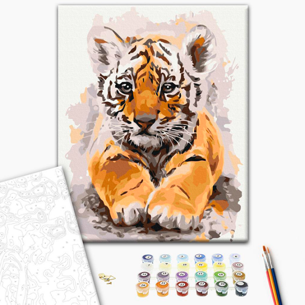 Pictură pe numere BrushMe Tigrul drăgălaș RBS24302FC 40 x 30 cm, Pânză photo 3