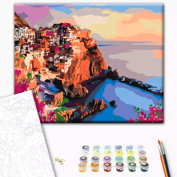 Pictură pe numere BrushMe Culorile strălucitoare ale Siciliei RBS35801FC 40 x 30 cm, Pânză photo 3
