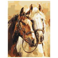 Pictură pe numere BrushMe Cai nobili RBS54019FC 40 x 30 cm, Pânză